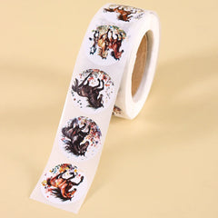 500pcs Horse Themed Round Stickers Gift Sealing Decals DIY Scrapbook Notebook Phone Stickers Holiday Decoration Supplies Gifts