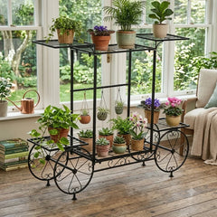 Garden Cart Stand Flower Pot Holder Display Rack Home Plant Stand - Multi-Functional Garden Storage Organizer
