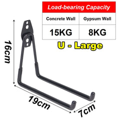 Garage Heavy Duty Metal Hook Organizer Steel Wall Mount Anti-slip Bicycle Hanger Hooks Ladders Bulky Items Storage Garden Tool
