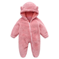 Pudcoco Infant Baby Jumpsuit Long Sleeve Hooded Zipper Closure Winter Romper Clothes for Boys Girls 0-12M