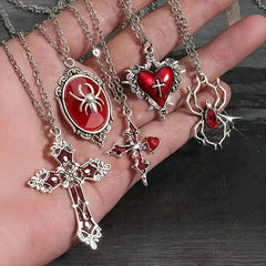 5pcs Gothic Necklace Set for Women Halloween Jewelry Heart Bat Spider