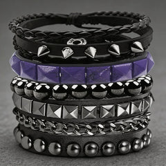 4pcs/set Gothic Punk Rock Square Rivet Bracelet Daily and Party Gothic