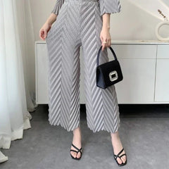 Spring New Women Handmade Pleated Pants Set Comfortable Casual Seven
