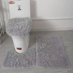 3 Pieces Bathroom Rug Set Bath Mat Toilet Lid Cover U Shape Rug Soft