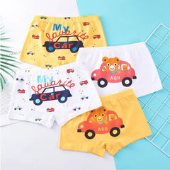 4pcs Baby Boys Boxers Cotton UnderPanties Cute Kid UnderWear Bear Car Cartoon Print Briefs Soft Shorts Student Boy Panties 2-16Y