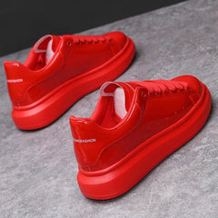 Brand Men's Shoes Black Glossy Casual Men Shoes White Fashion Couple
