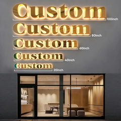 Custom 3D Backlit Channel Letters Sign  Illuminated Metal Business Logo Outdoor/Indoor LED Signage for Storefront Office Wall