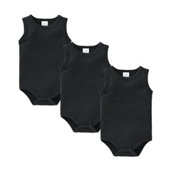 Kavkas 3 Pcs Summer Unisex Baby Vest Bodysuit 100% Cotton Sleeveless Newborn Solid Clothes 0-24 Months Clothing