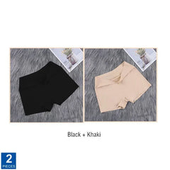 2Pcs Women Ice Silk Boxer Panties Cotton Crotch Antibacterial Underpants Sexy Seamless Safety Pants Thin Fast Dry Underwear