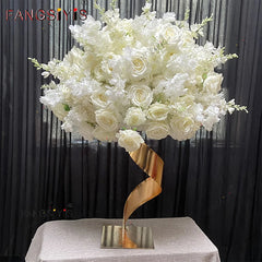 White Rose Hyacinth Table Centerpiece Flower Ball Wedding Backdrop Decor Floral Arrangement Runner Flower Row Event Party Props