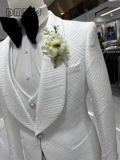 24H Ship Wedding Suit Set for Groom 3 Pieces Men's Fashion Suits One