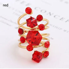 Exaggerated Luxury Vintage Geometric Rhinestone Opening Ring Knuckle Finger Antique Rings for Women Punk Statement Jewelry Gift