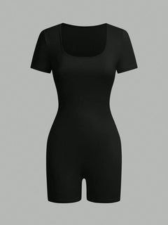 American short-sleeved outdoor and sports clothing, yoga integrated sports suit, women's fitness stretchy tight-fitting clothes
