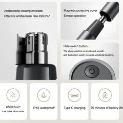 Original XIAOMI Mijia Nose Trimmer for Men Women- USB Rechargeable Painless Ear Nose Hair Eyebrow Trimmer Clipper Compact Pocket