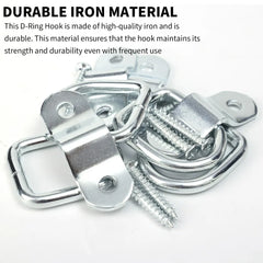 4~1Set D Rings Tie Down Anchors Ring Pull Hook Stainless Steel Lashing Ring Load Fit for Car Boat Cargo Trailer Vehicles RV Van