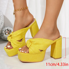 Summer women suede square fish mouth exposed toe cover waterproof platform thick heel super high heels external slippers