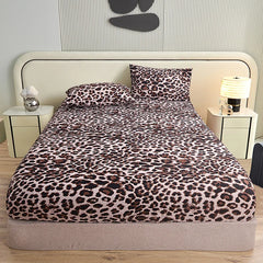 3pcs/set or 1pcs Leopard Print Fitted Sheet, Animal Pattern Bedding