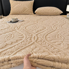 Warm Fleece Elastic Fitted Bed Sheet Thermal Winter Sheets Mattress Topper Protector Cover for Single Couple Double Bedsheet
