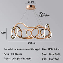 Modern Rings Pendant Lights Black&Golden for Living Dining Room Bedroom Ceiling Chandelier Lamps Indoor Hanging Lighting Fixture