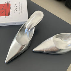 Luxury Designer Women's Shoes New Exquisite Pointed Tip High Heeled Slippers for Woman Fashion Baotou Casual Shoes Zapatos Mujer