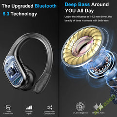 75Hrs Bluetooth 5.3 Earphones IP7 Waterproof Wireless Headphones with ENC Noise Cancelling Mic Deep Bass For Sports Workout Gym
