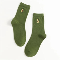 INS Girls Embroidery Cute Cartoon Fruit Avocado Banana Cherry Peach Kiwi Pineapple Socks Japanese Korean Funny Sokken Dropship