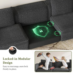 103" Sectional Couch, Locked-in Modular Sectional Sofa, Wood Frame Couches for Living Room, 22" Deep Seat L Shaped, Custom
