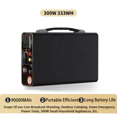 NEW 300W Portable Power Station 220V Solar Generator Outdoor Camping Emergency Mobile Power Bank 90000mAh LiFePO4 Backup Battery