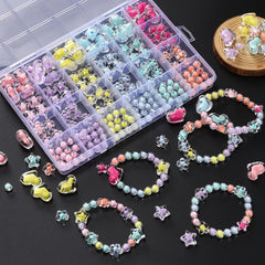 24 Grid/box Heart Star Acrylic Beads Flower Round Spacer Loose Bead