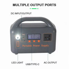 400W Portable Power Station Solar Generator 192Wh LiFePo4 Battery220V Energy Power Plant for Camping RV with Solar Panel Charger