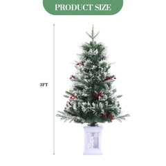 3FT Prelit Artificial Christmas Tree with Lights 3 Foot Artificial Christmas Tree with Snowflake Base 78 LED Prelit Christmas Tree Battery Operated Timer Easy Assembly Winter Holiday Decor