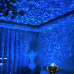 LED Starry Sky Projector Night Light Remote Control Switch USB Music Player Ocean Wave Galaxy Ambient Light Kids Birthday Gift