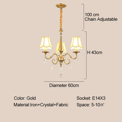 Crystal Chandelier With Lamp Shade For Living Room Gold Chandeliers Bedroom Farmhouse Church Pendant Lights Dining Room Light