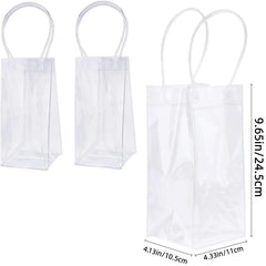 4PCS Transportable Foldable Champagne Ice Bag Beer Cooler Clear White PVC Wine Chiller Ice Bag for Cold Drink at Outdoor Event