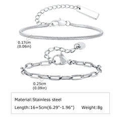 1/2/3pcs Chain Bracelet for, Stainless Steel Twisted Rope Cuban Chain