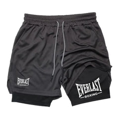 Men's Compression Gym Short Sports Pants Double Layered Quick Drying Running Muscle Fitness Athletic Multi-functional Activewear