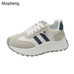 Moipheng Women Shoes Breathable Lace Up Platform Sneakers Lightweight Outdoor Training Sport Shoes Casual Running Sneaker Tenis