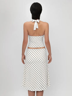Bornladies Polka Dot Skirt Set Women's Retro Hot Girl Style Lace-Up