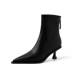 2025 Fashion Women Shoes Ankle Boots Sexy Autumn Winter Pointed Toe High Heels Genuine Leather Casual Black Shoes Size 34-40