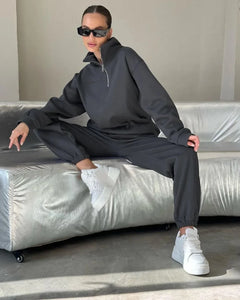 Autumn Women's Tracksuit with Zipper Oversize Hoodie Classic Two Piece