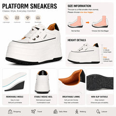 Fujin Hidden Heel Shoes High Platform shoes 9cm 3 inch comfortable sneakers for women Vulcanized Shoes Chunky Wedge Casual Shoes