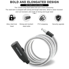 RIDERACE Bicycle Cable Lock Portable Bike Anti-theft Ring Lock High Security For Scooter Electric E-Bike Road Cycling Sliver