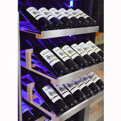 High-end Stainless Steel Wine Cooler Beech Wood Display Shelf Beverage Fridge for Vintage Wine Storage Home Bar Club Pro
