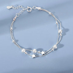 6pcs 925 Sterling Silver Rhinestone Bracelets for Women Girls Luxury