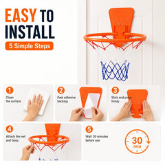 34cm Kids Basketball Hoop Foldable Wall Mounted Mini Basket Rim No Drilling Indoor Door Backboard Sports Toy for Children