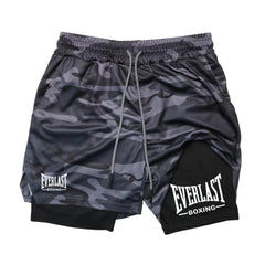 Men's Compression Gym Short Sports Pants Double Layered Quick Drying Running Muscle Fitness Athletic Multi-functional Activewear