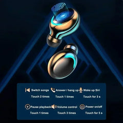 New Bluetooth Headphones 9D Stereo High Bass Sport Earphones Handfree Touch Control Tws Wireless Earbuds Headset