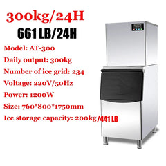 200-500 KG/24H Electric Ice Cube Making Machine Generator Production Stainless Steel Ice Makers for Restaurants Bars Commercial