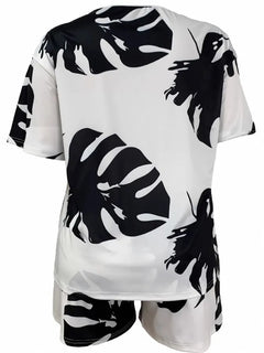 2 Pieces Set Sexy Plus Size Summer Fashion Women Set Female Tops Short