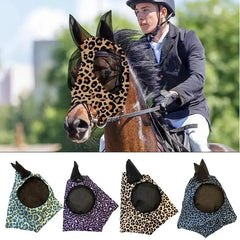 Horse Fly Face Cover Leopard Print Pattern Equestrian Supplies Comfortable Breathable Anti-Mosquitoes Cover Horse Care Product